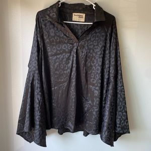 Savannah Jane black cheetah print belle sleeve blouse